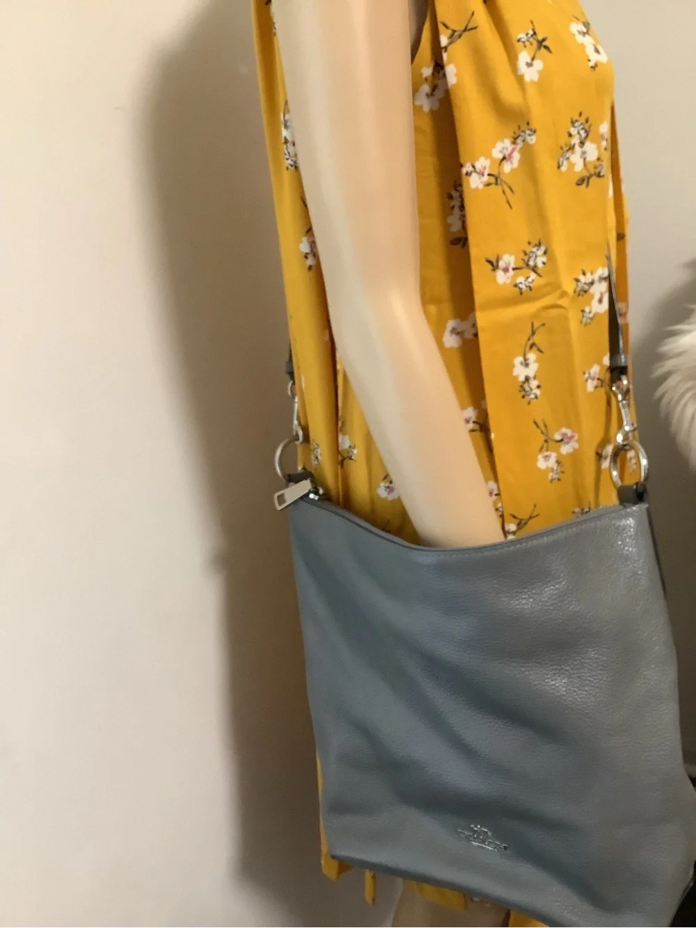 Coach Pebbled Leather Shoulder Bag in Gray